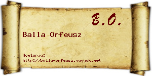 Balla Orfeusz névjegykártya