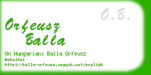 orfeusz balla business card